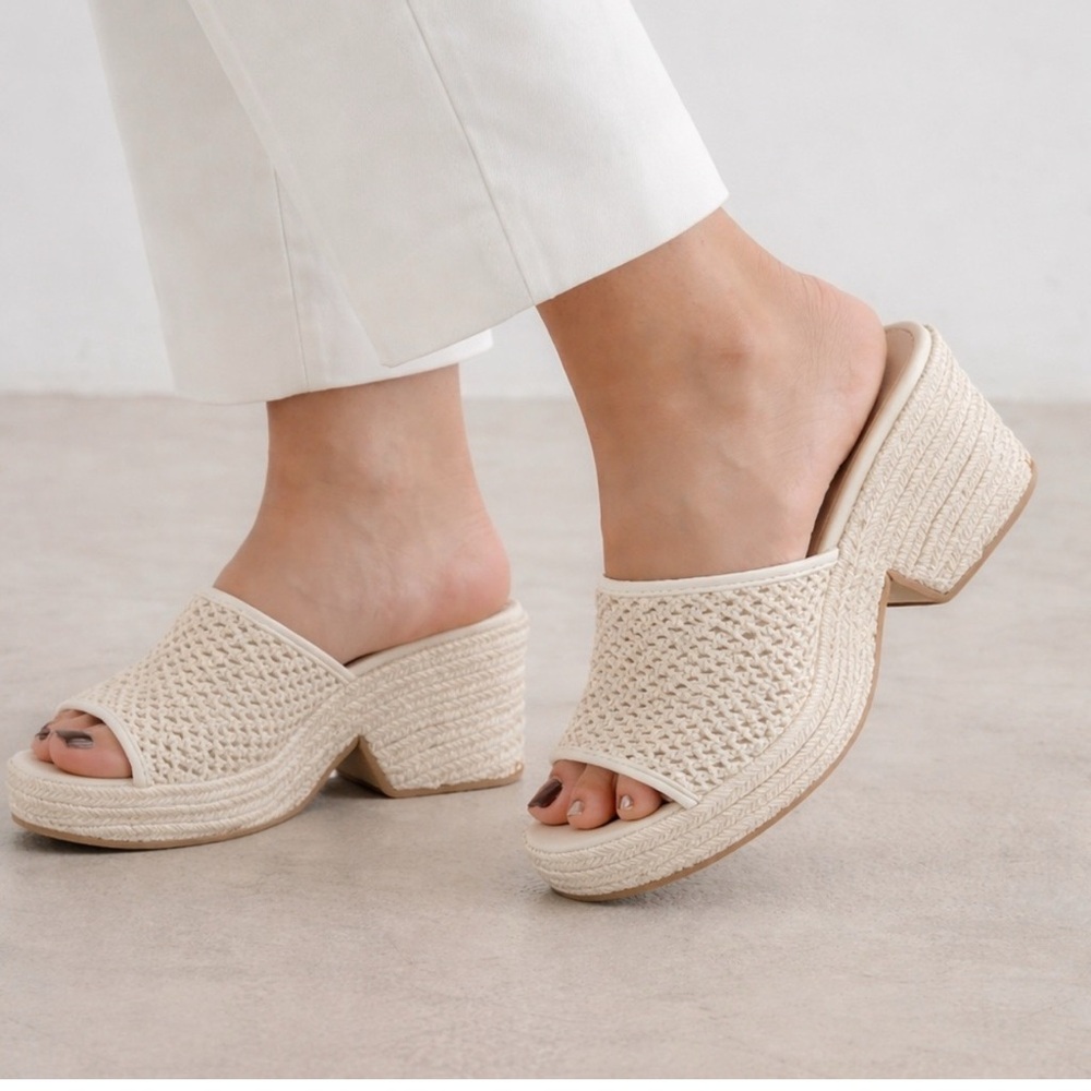 Dolce Vita Cream Woven Platform Mules